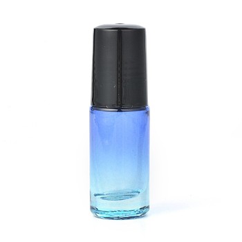 5ml Glass Gradient Color Empty Roller Ball Bottles, with PP Plastic Screw Lids, for Essential Oil, Perfume, Colorful, 63x20mm, bottle(without cap): 59.5x20mm, capacity: 5ml
