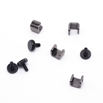 Carbon Steel Glass Clamp Tool Accessories, Gunmetal, 11~12x10.5~11.5x12mm, Hole: 3mm, 8pcs/set