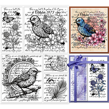 PVC Stamps, for DIY Scrapbooking, Photo Album Decorative, Cards Making, Stamp Sheets, Film Frame, Bird Pattern, 21x14.8x0.3cm