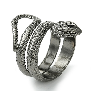 Snake Alloy Wrap Open Cuff Rings, Lead Free & Cadmium Free, Gunmetal, 30mm, Inner Diameter: 19mm