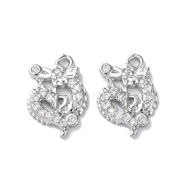 Real Platinum Plated Clear Dragon Brass+Cubic Zirconia Charms