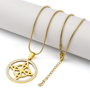 304 Stainless Steel Witch Knot Pendant Necklaces(NJEW-S007-23G)-3