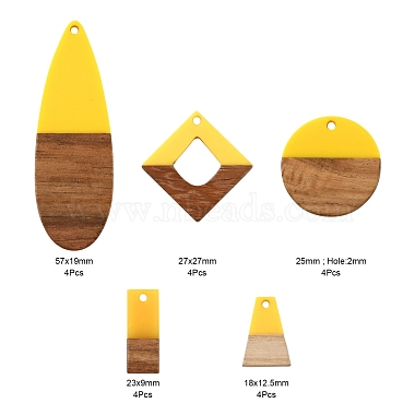 20Pcs 5 Style Resin & Walnut Wood Pendants(RESI-LS0001-46)-3
