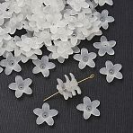 Frosted Acrylic Flower Beads, White, 17x16.5x4mm, Hole: 1.5mm, about 1440pcs/500g(PAB1936Y-10)