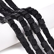 Natural Lava Rock Beads Strands, Cube, 7~8x7~8x8mm, Hole: 1.2mm, about 47~49pcs/strand, 15.35~15.79''(39~40.1cm)(G-T139-8x8-34A)