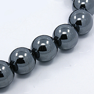 Electroplate Non-magnetic Synthetic Hematite Beads Strands, Round, Black Plated, 16mm, Hole: 1mm, about 26pcs/strand, 16.1 inch(G-M007-01A)