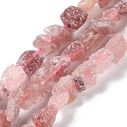 Raw Rough Synthetic Strawberry Quartz Beads Strands, Nuggets, 4~11x4.5~14.5x4.5~14.5mm, Hole: 0.8mm, about 41~43pcs/strand, 15.35~15.94''(39~40.5cm)(G-B065-C08)