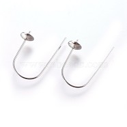 304 Stainless Steel Earring Hooks, Stainless Steel Color, Tray: 6mm, 26~26.5x17x0.8mm, 21 Gauge, Pin: 0.7mm(STAS-P237-13P)