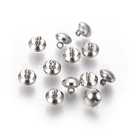 201 Stainless Steel Shank Buttons, Half Round, Stainless Steel Color, 6x5.5mm, Hole: 1.5mm(X-STAS-G192-13P)