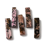 Natural Rhodonite Pendants, Rectangle Charms, 39~40x9.5~10x8~8.5mm, Hole: 1.8~2mm(G-Z031-01D)