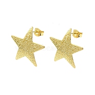 304 Stainless Steel Stud Earring Findings, with Loop, Star, 21x21.5mm, Hole: 2.5mm, Pin: 10.5x0.5mm.(STAS-L024-002G-02)