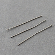 304 Stainless Steel Flat Head Pins, Stainless Steel Color, 50x0.7mm, 21 Gauge, Head: 1.5mm(STAS-R046-50mm)