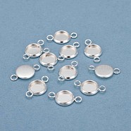 201 Stainless Steel Cabochon Connector Settings, Plain Edge Bezel Cups, Flat Round, Silver, Tray: 6mm, 13.5x8x1.5mm, Hole: 1.5mm(STAS-F191-15S-A)
