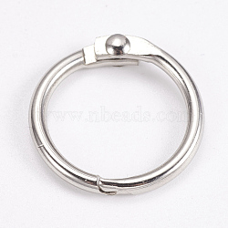 Iron Loose Leaf Book Binder Hinged Rings, Platinum, 20x2mm, Inner Diameter: 15mm(X-IFIN-WH0015-01-20mm)