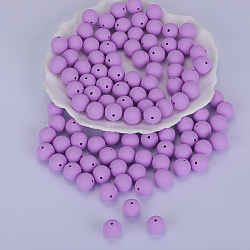 Round Silicone Focal Beads, Chewing Beads For Teethers, DIY Nursing Necklaces Making, Lavender, 15mm, Hole: 2mm(SI-JX0046A-98)