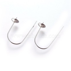 Tarnish Resistant 304 Stainless Steel Earring Hooks, Stainless Steel Color, Tray: 6mm, 26~26.5x17x0.8mm, 21 Gauge, Pin: 0.7mm(STAS-P237-13P)