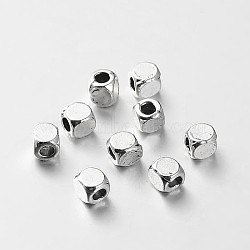 Tibetan Style Alloy Cube Spacer Beads, Antique Silver, 4x4x4mm, Hole: 2mm(TIBEB-O004-09)