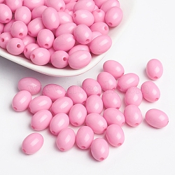 Opaque Acrylic Beads, Oval, Pink, 12x9mm, Hole: 2mm, about 820pcs/500g(SACR-R828-07)
