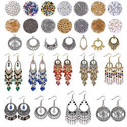 DIY Chandelier Earring Making Kits, Including Alloy Links Connectors & Pendants & Links, Brass Links, 304 Stainless Steel Pendants, Glass Beads, Iron Beads & Earring Hooks, Mixed Color, Pendants & Links: 63pcs/box(DIY-SZ0007-78)