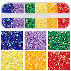 1 Box Pointed Back Resin Rhinestone Cabochons, Nail Art Decoration Accessories, Diamond, Colorful, 2x1mm, about 10000pcs(MRMJ-DC0001-09)