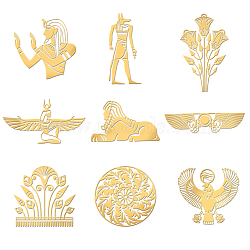 Nickel Decoration Stickers, Metal Resin Filler, Epoxy Resin & UV Resin Craft Filling Material, Golden, Egyptian Theme, Eagle, 40x40mm, 9pcs/set(DIY-WH0450-135)