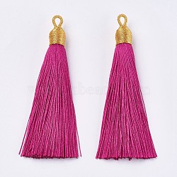 Polyester Tassel Big Pendants Decoration, Camellia, 85~90x9~10mm, Hole: 3mm(FIND-I007-A04)