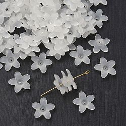 Frosted Acrylic Flower Beads, White, 17x16.5x4mm, Hole: 1.5mm, about 1440pcs/500g(PAB1936Y-10)