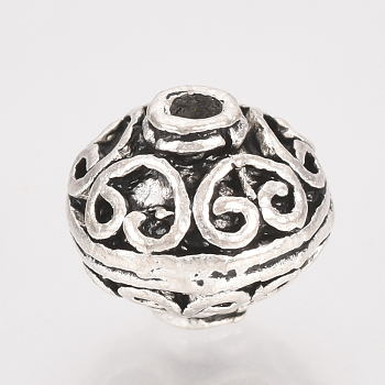 Tibetan Style Alloy Beads, Round, Cadmium Free & Lead Free, Antique Silver, 9x9mm, Hole: 1mm, about 485pcs/1000g