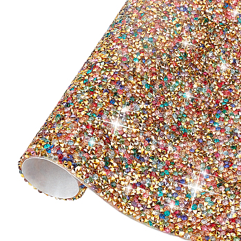 Glitter Resin Hotfix Rhinestone(Adhesive On The Back), Rhinestone Trimming, Costume Accessories, Rectangle, Colorful, 39.5x23.5x0.3cm
