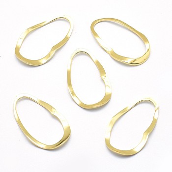 Brass Linking Rings, Lead Free & Cadmium Free & Nickel Free, Oval, Real 18K Gold Plated, 28x16.5x1mm