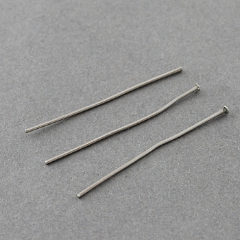 304 Stainless Steel Flat Head Pins, Stainless Steel Color, 50x0.7mm, 21 Gauge, Head: 1.5mm