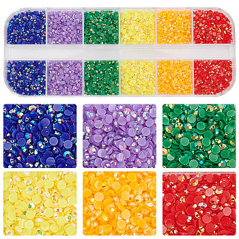 1 Box Pointed Back Resin Rhinestone Cabochons, Nail Art Decoration Accessories, Diamond, Colorful, 2x1mm, about 10000pcs