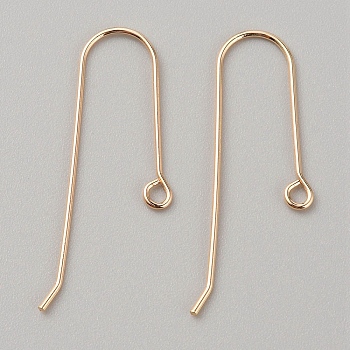 Brass Earring Hooks, Ear Wire, Golden, 39x16x1mm, Hole: 2mm