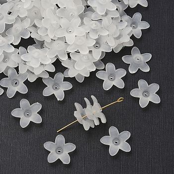 Frosted Acrylic Flower Beads, White, 17x16.5x4mm, Hole: 1.5mm, about 1440pcs/500g