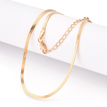 Brass Flat Snake Chain Necklaces for Women Men, Real 18K Gold Plated, 17.80x0.09x0.02 inch(45.2x0.22x0.05cm)