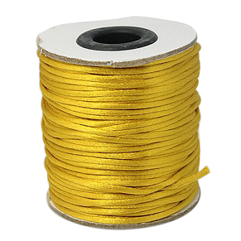 Nylon Cord, Satin Rattail Cord, for Beading Jewelry Making, Chinese Knotting, Goldenrod, 2mm, about 50yards/roll(150 feet/roll)