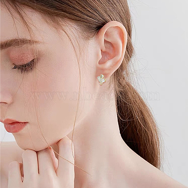 24Pcs 2 Color Brass Micro Pave Clear Cubic Zirconia Stud Earring Findings(KK-FH0004-79)-5