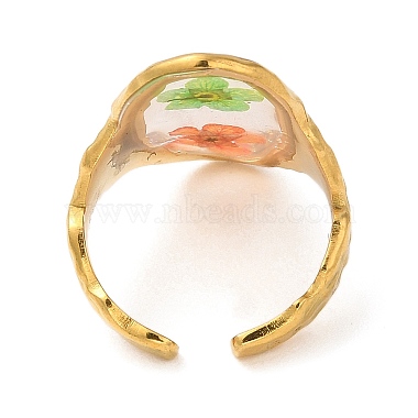 Oval Epoxy Resin with Dry Flower Cuff Rings(RJEW-G304-02G)-3