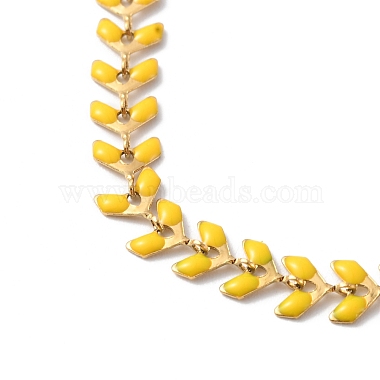 Enamel Ear of Wheat Link Chain Necklace(NJEW-P220-02G-08)-2