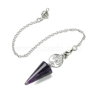 Natural Amethyst Cone Dowsing Pendulum Big Pendants(G-C114-02P-16)-2