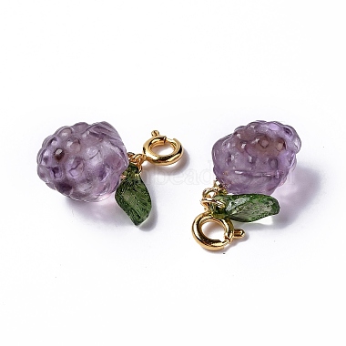 Natural Amethyst Grape Spring Ring Clasp Charms(HJEW-P014-04G)-2