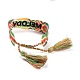 Word Melody Polycotton(Polyester Cotton) Braided Bracelet with Tassel Charm(BJEW-F429-04)-3