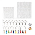 2Pcs Aalphabet Silicone Molds, Resin Casting Molds, with 10Pcs Faux Suede Tassel Pendants, 2 Boxes Nail Art Tinfoil, 20Pcs Iron Split Key Rings, 60Pcs Eye Pins, 60Pcs Jump Rings, Mixed Color, Molds: 1pc/style(DIY-CW0001-09)
