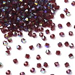 Preciosa&reg Crystal Beads, Czech Crystal, Bicone(451 69 302 Rondelle), 90091 200 Vivid Siam AB, 4mm, Hole: 0.8mm(X-PRC-BA4-90091-200)