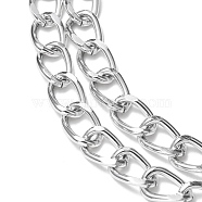Aluminium Twisted Curb Chains, Unwelded, Faceted, Silver, 10x6.5x1.8mm(CHA-YW0001-07S)