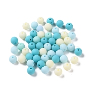 Rubberized Style Imitated Silicone Acrylic Beads, Round, Dark Turquoise, 8x7.5mm, Hole: 1.6mm, about 1923pcs/500g(MACR-D029-01M)
