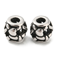 316 Surgical Stainless Steel  Beads, Barrel, Antique Silver, 10x10mm, Hole: 4mm(STAS-Q304-09AS)