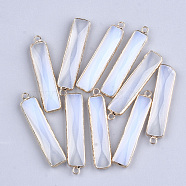 Opalite Pendants, with Brass Findings, Faceted, Rectangle, Golden, 46.5x10x5mm, Hole: 2mm(G-S344-23G)