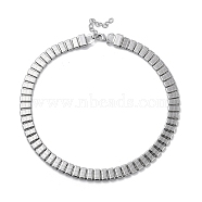 Non-Tarnish 304 Stainless Steel Link Necklaces, Rectangle, Stainless Steel Color, 16.22 inch(41.2cm)(NJEW-Q340-04P)