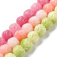 Carved Synthetic Coral Beads, Dyed, Flower, Mixed Color, 9.5~10x10.5~11mm, Hole: 1.5mm, about 36~37pcs/strand, 13.94~14.09''(35.4~35.8cm)(CORA-R021-07)